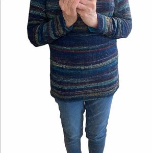 89th and Madison Women’s Blue Striped Cowl Neck Sweater S